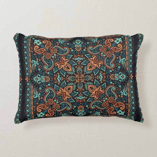 Vintager Zierpaisley Bandana, Seidenhalsschal  Dekokissen (Vorderseite)