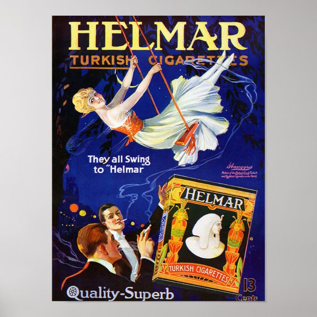 VINTAGER ZIGARETTE UND DRUCKEN POSTER (Vorne)