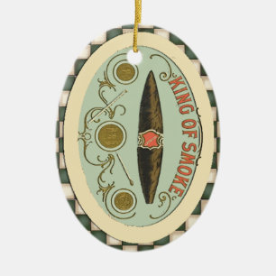 Vintager Zigarren-Aufkleber-König des Rauch-Tabak Keramikornament