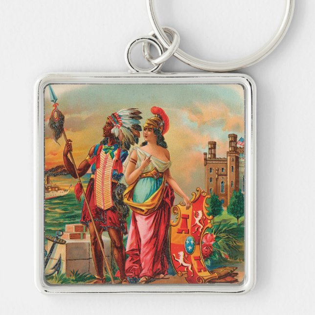 Vintager Zigarren-Aufkleber-Schlüsselanhänger Schlüsselanhänger (Vorne)