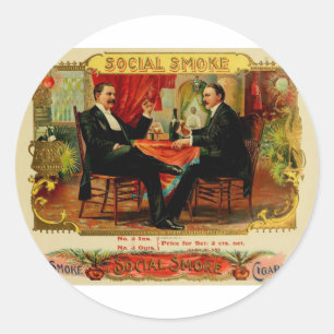 Vintager Zigarrenkasten-Etikett SOZIALRAUCH (L4) Runder Aufkleber