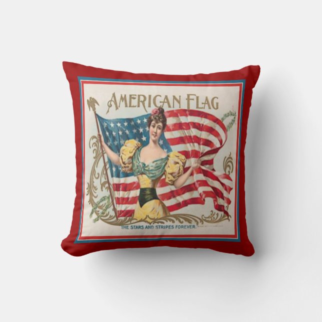 Vintager Zigarrenschachtel-Aufkleber-amerikanische Kissen (Vorderseite)