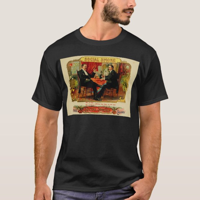 Vintager Zigarrenschachtel-Aufkleber SOZIALrauch T-Shirt (Vorderseite)