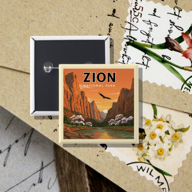 Vintager Zion-Nationalpark Button (Von Creator hochgeladen)