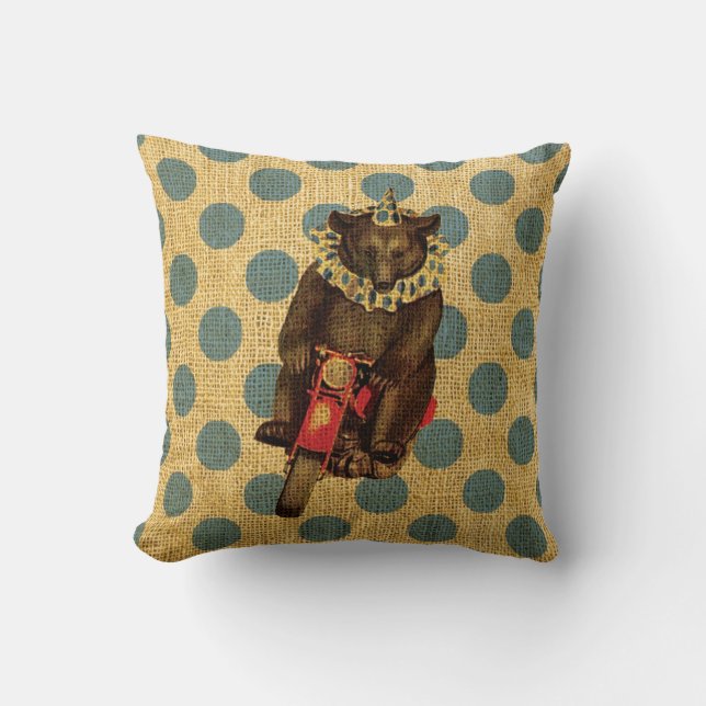 Vintager Zirkus betreffen Motorrad mit Kissen (Vorderseite)