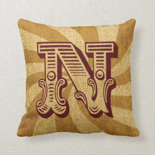 Vintager Zirkus-Buchstabe N Kissen