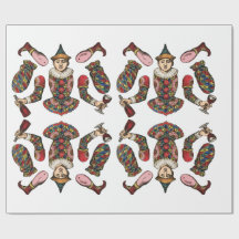 Vintager Zirkus Clown Jester Boy Paper Puppenkunst