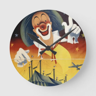 Vintager Zirkus-Clown Runde Wanduhr