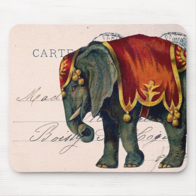 Vintager Zirkus-Elefant Mousepad (Vorne)