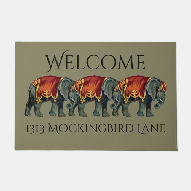 Vintager Zirkus-Elefant personifizieren Fußmatte (Vorderseite)