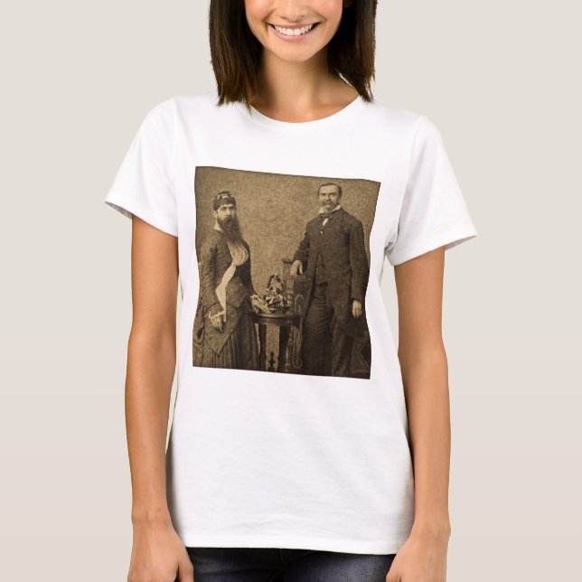 Vintager Zirkus-Freak-bärtige Dame T-Shirt (Vorderseite)