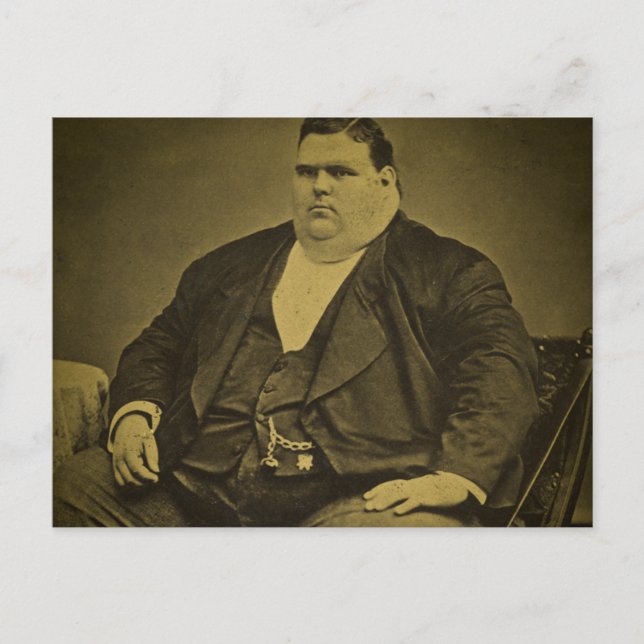 Vintager Zirkus-Freaksideshow-Fett-Mann Postkarte (Vorderseite)