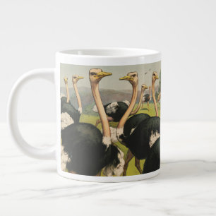 Vintager Zirkus mit Straußen und großen Vögeln. Jumbo-Tasse