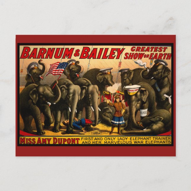 Vintager Zirkus Postkarte (Vorderseite)