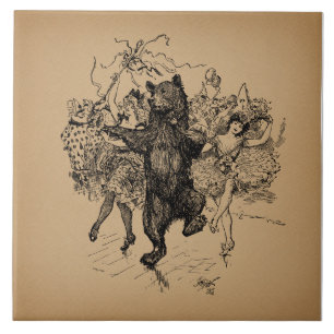 Vintager Zirkus Tanzbär Art Fliese