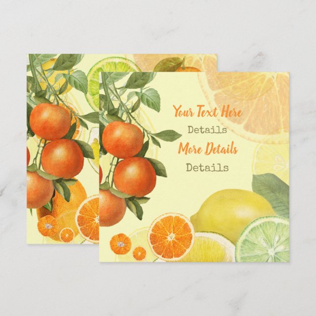 Vintager Zitrus Save the Date Feiertagskarte (Vorne/Hinten)