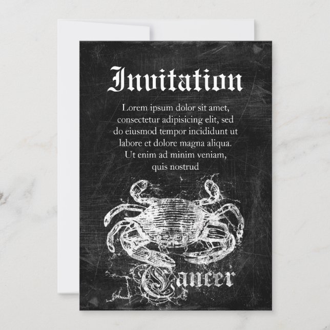 Vintager Zodiakarzinom Einladung (Vorderseite)