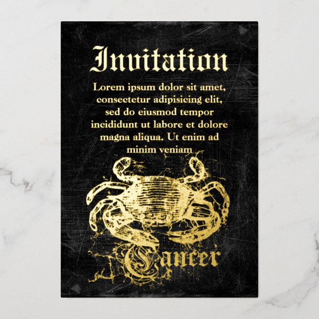 Vintager Zodiakarzinom Folieneinladung (Vorderseite)