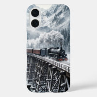 Vintager Zug auf einem Bergtal Trestle