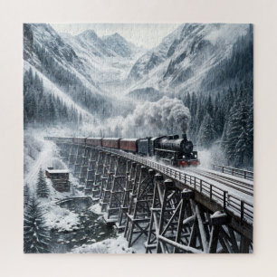 Vintager Zug auf einem Bergtal Trestle Puzzle