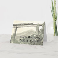 Vintager Zug auf einer Eisenbahnbrücke