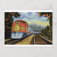 Vintager Zug aus Kalifornien in einem Orangenhain