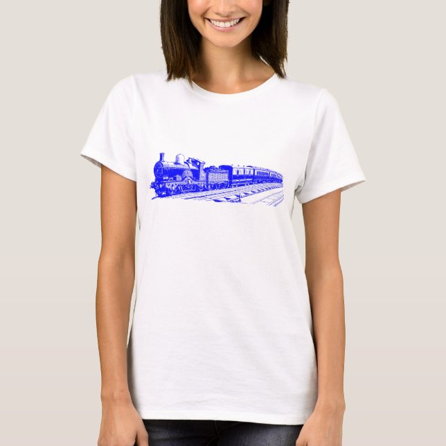 Vintager Zug - Blau T-Shirt (Vorderseite)