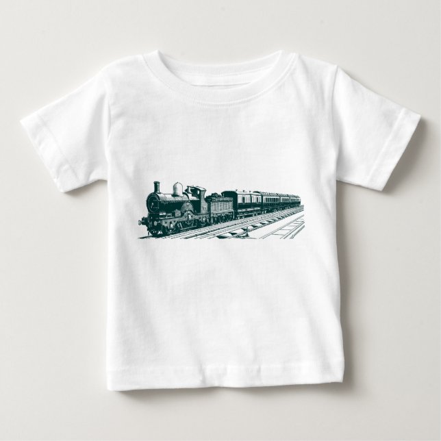 Vintager Zug - Dunkelgrün Baby T-shirt (Vorderseite)
