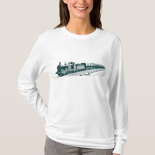 Vintager Zug - Dunkelgrün T-Shirt (Vorderseite)