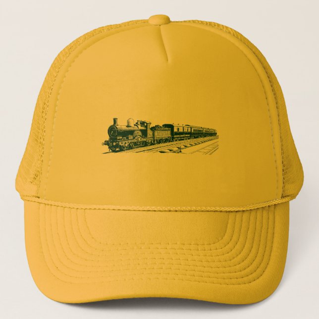 Vintager Zug - Dunkelgrün Truckerkappe (Vorderseite)