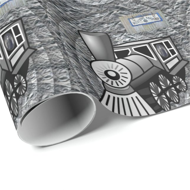 Vintager Zug mit glänzender Schleifpapier Geschenkpapier (Rolleneckpunkt)