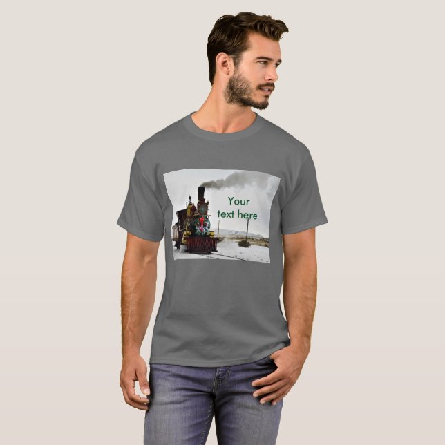 Vintager Zug mit Weihnachtskranz Shirt der Männer (Vorne ganz)