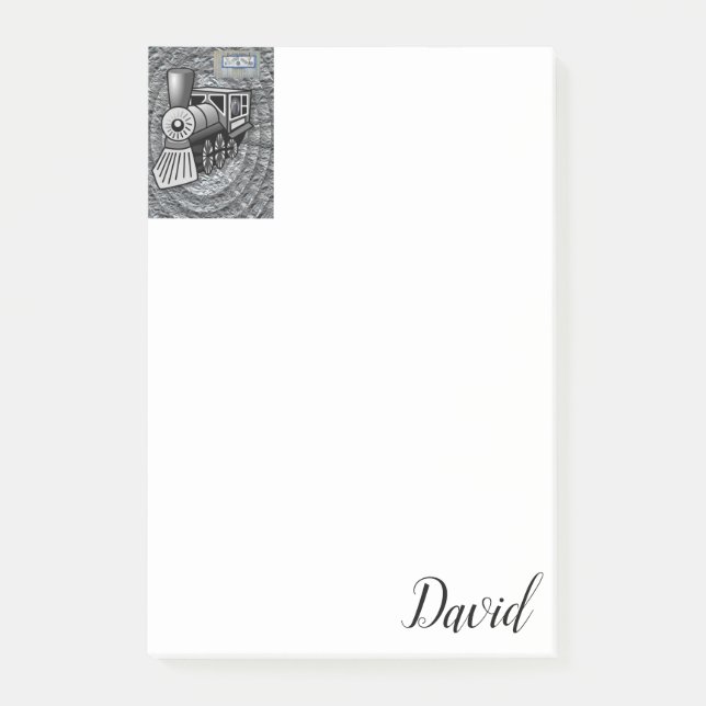 Vintager Zug nach den Hinweisen Post-it Klebezettel (Vorderseite)