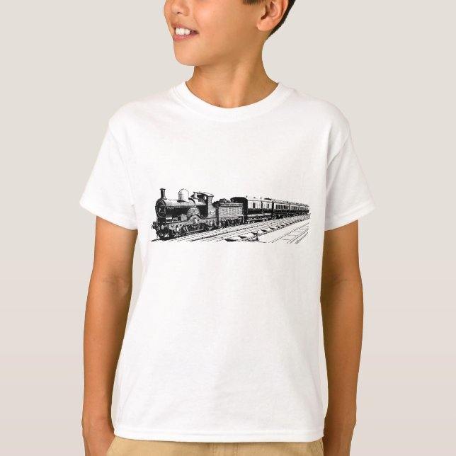 Vintager Zug - Schwarzes T-Shirt (Vorderseite)