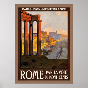 Vintager Zug und Paris Lyon Mediterranée nach Rom Poster