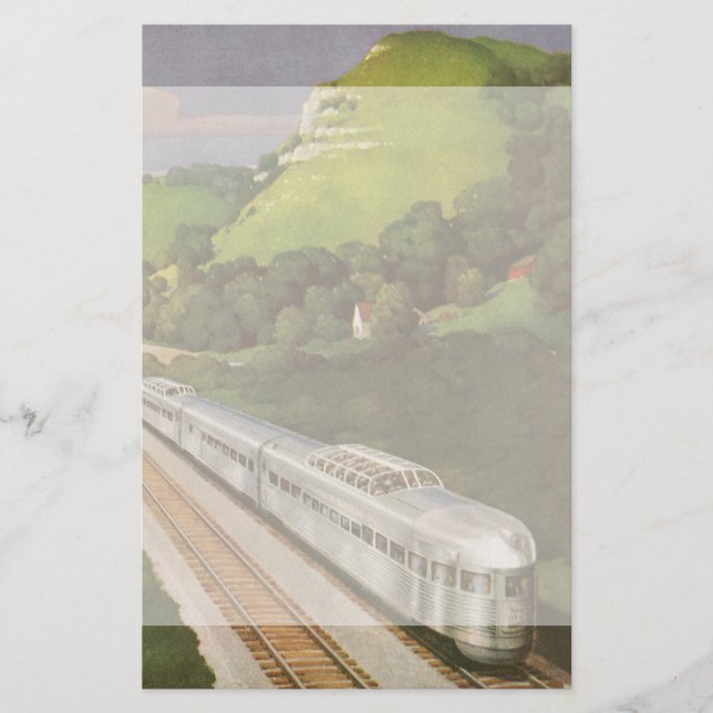 Vintager Zugurlaub, Lokomotive im Land Briefpapier (Vorderseite)