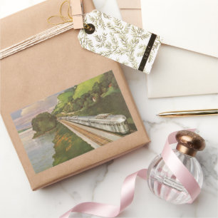 Vintager Zugurlaub, Lokomotive im Land Rechteckiger Aufkleber