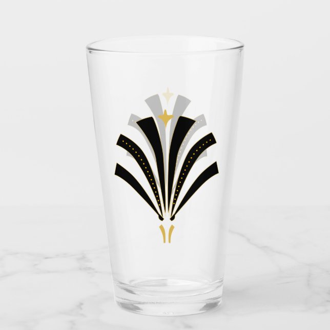 Vintager Zwanzigerjahre Kunst-Deko-Fan Glas (Vorderseite)