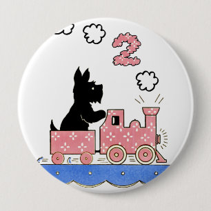 Vintager zwei jähriger Mädchen-Geburtstags-runde Button