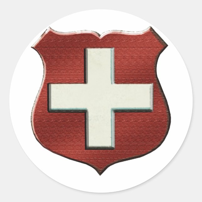 VintageRetro Swiss Shield für Schweizer Bevölkerun Runder Aufkleber (Vorderseite)