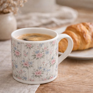 VintageRustic Shabby Chic Floral auf Holz Farmhous Espressotasse