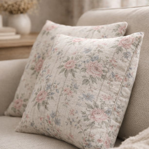 VintageRustic Shabby Chic Floral auf Holz Farmhous Kissen