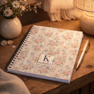 VintageRustic Shabby Chic Floral auf Holz Farmhous Notizblock
