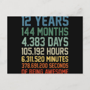 Vintages 12. Geburtstagsgeschenk 12 Jahre alt Feiertagspostkarte