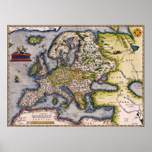 Vintages 1572 Map of Europe Poster