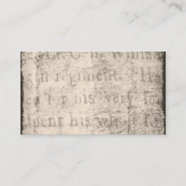 Vintages 1700s Schwarz-graues Text-Pergamentpapier Visitenkarte (Vorderseite)