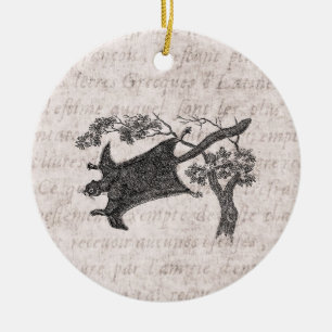 Vintages 1800s Fliegen-Eichhörnchen - Keramikornament