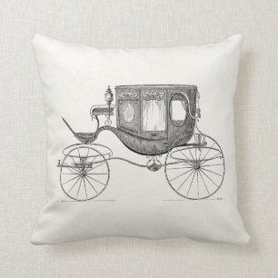 Vintages 1800s Wagen-Pferdegezeichnetes Kissen
