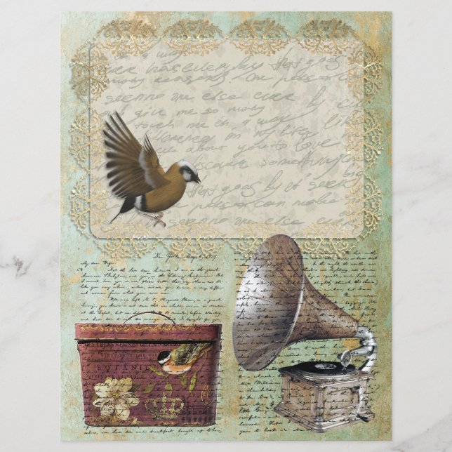 Vintages 1837 Letter Lace Label Gramophone Hat Box (Vorderseite)