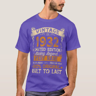 Vintages 1932 90. Geburtstagsgeschenk 90 Jahre alt T-Shirt